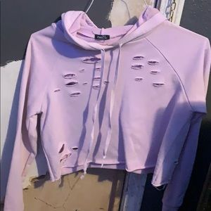 Cropped pink hoodie top
